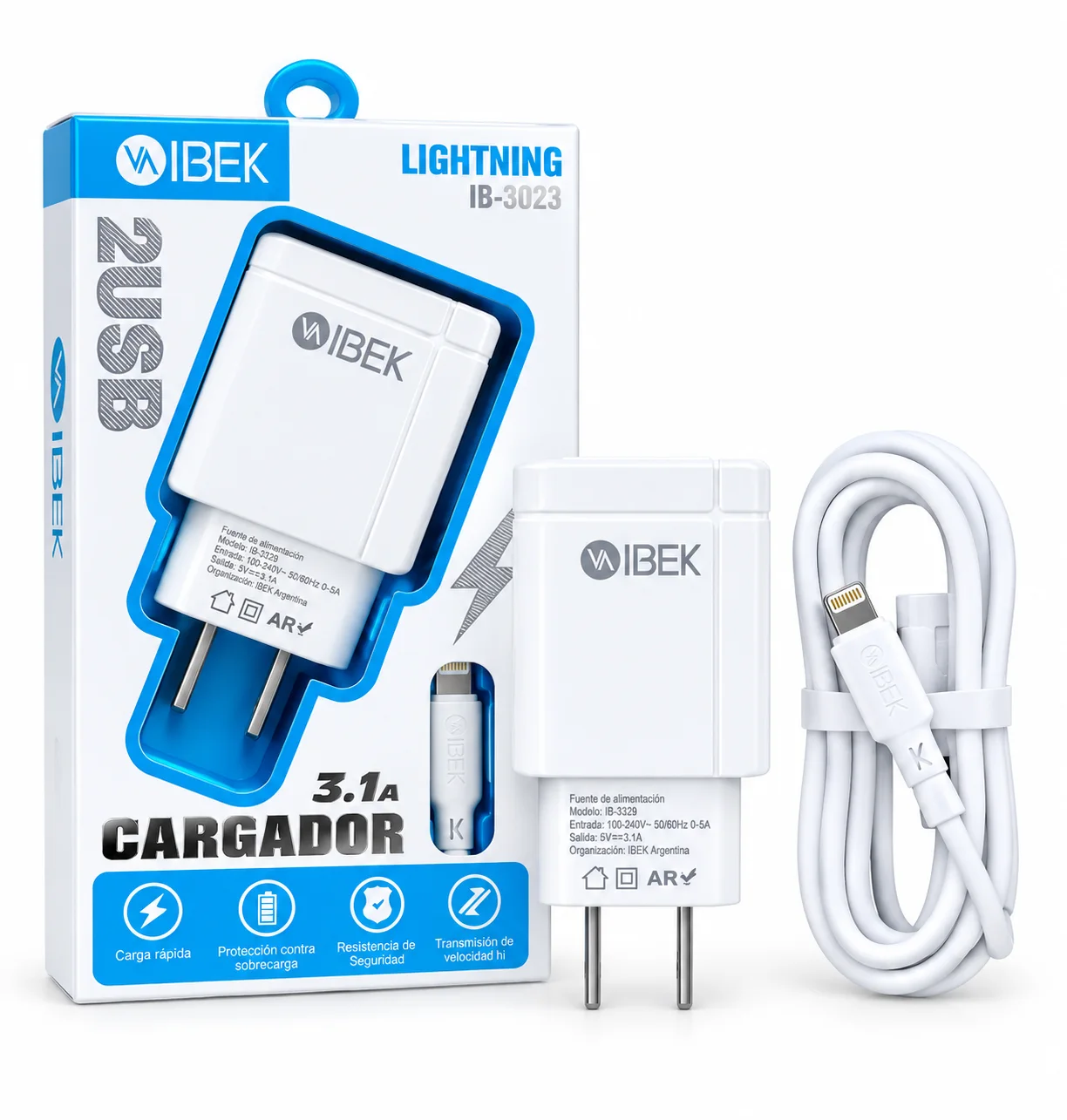 Cargador de pared lightning para iPhone todos los modelos